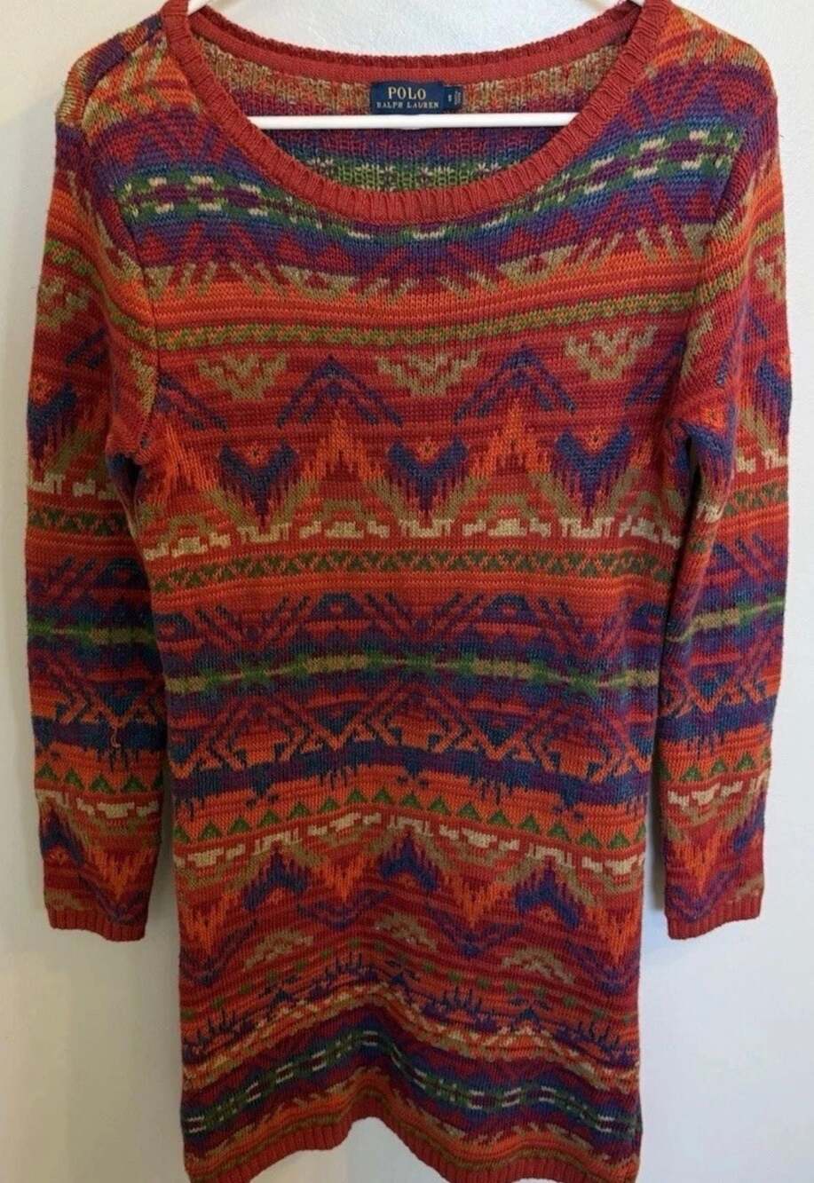 Polo Ralph Lauren Southwest Geometric Knit Sweater Dress Size S
